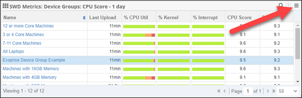 SWD Dashboard Device Group Menu